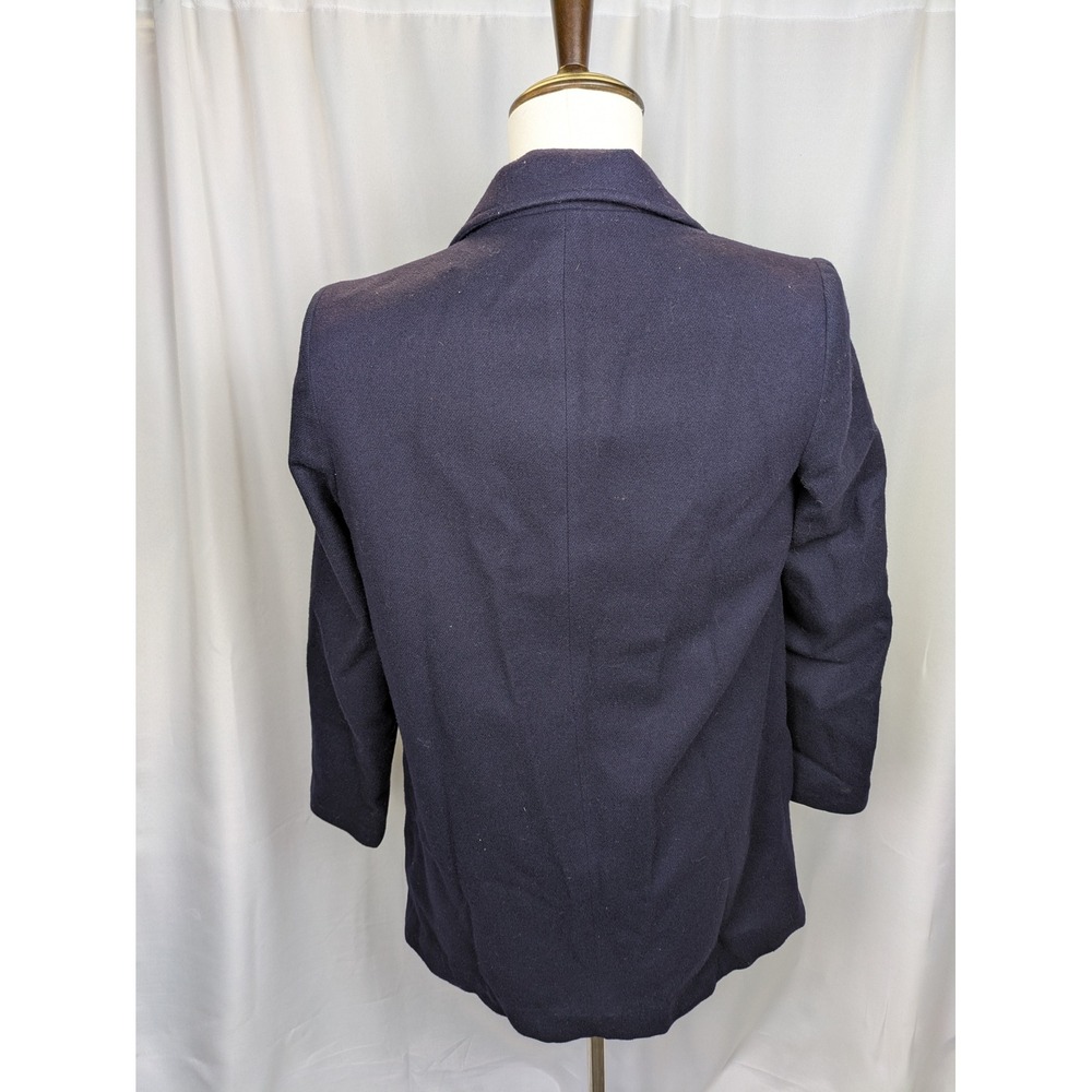 Forecaster of Boston Blazer Women's 7/8 Navy Blue 100% Pure Wool Double Breasted - Picture 2 of 13